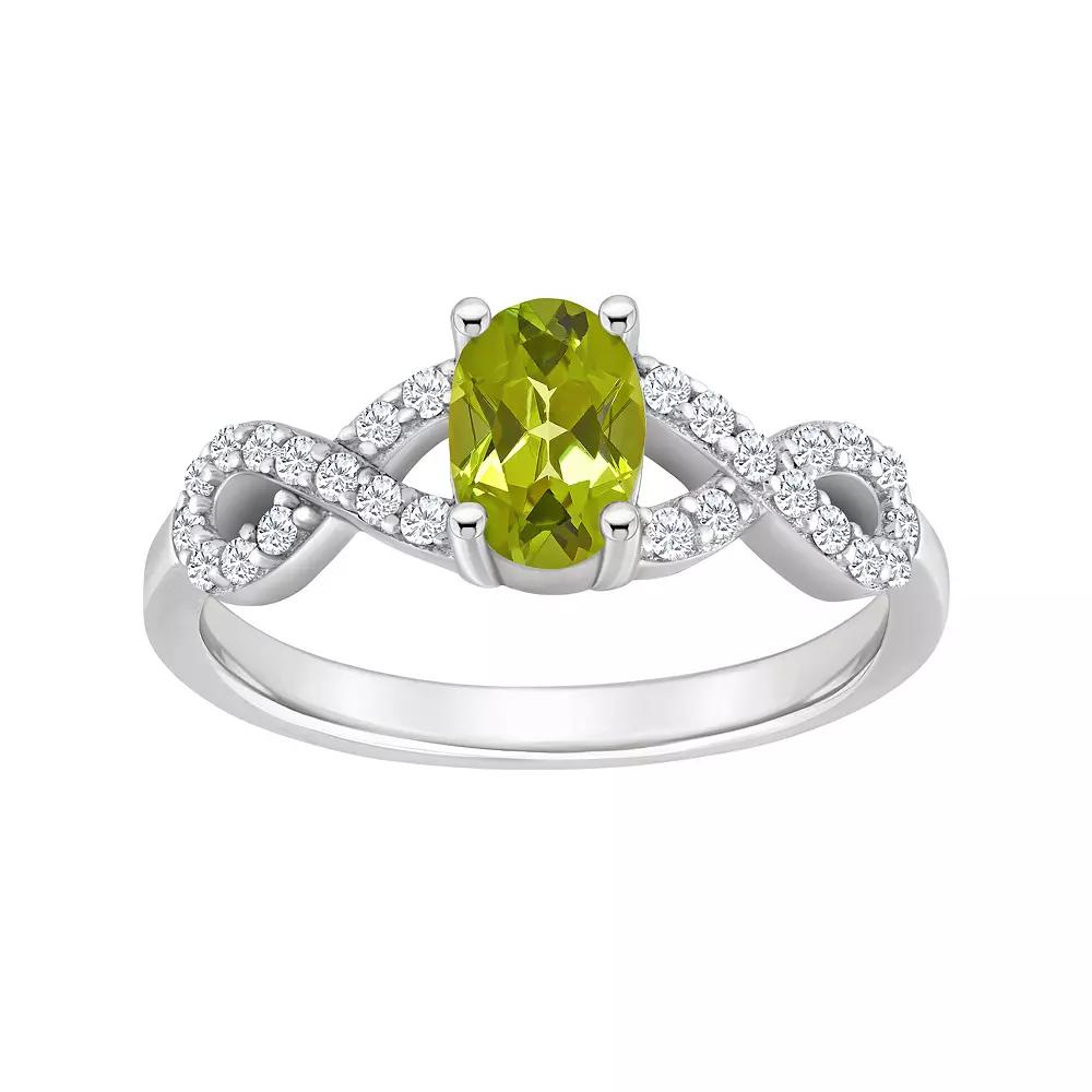 Celebration Gems Sterling Silver Peridot & White Topaz Accent Ring, Women's,  Product Image