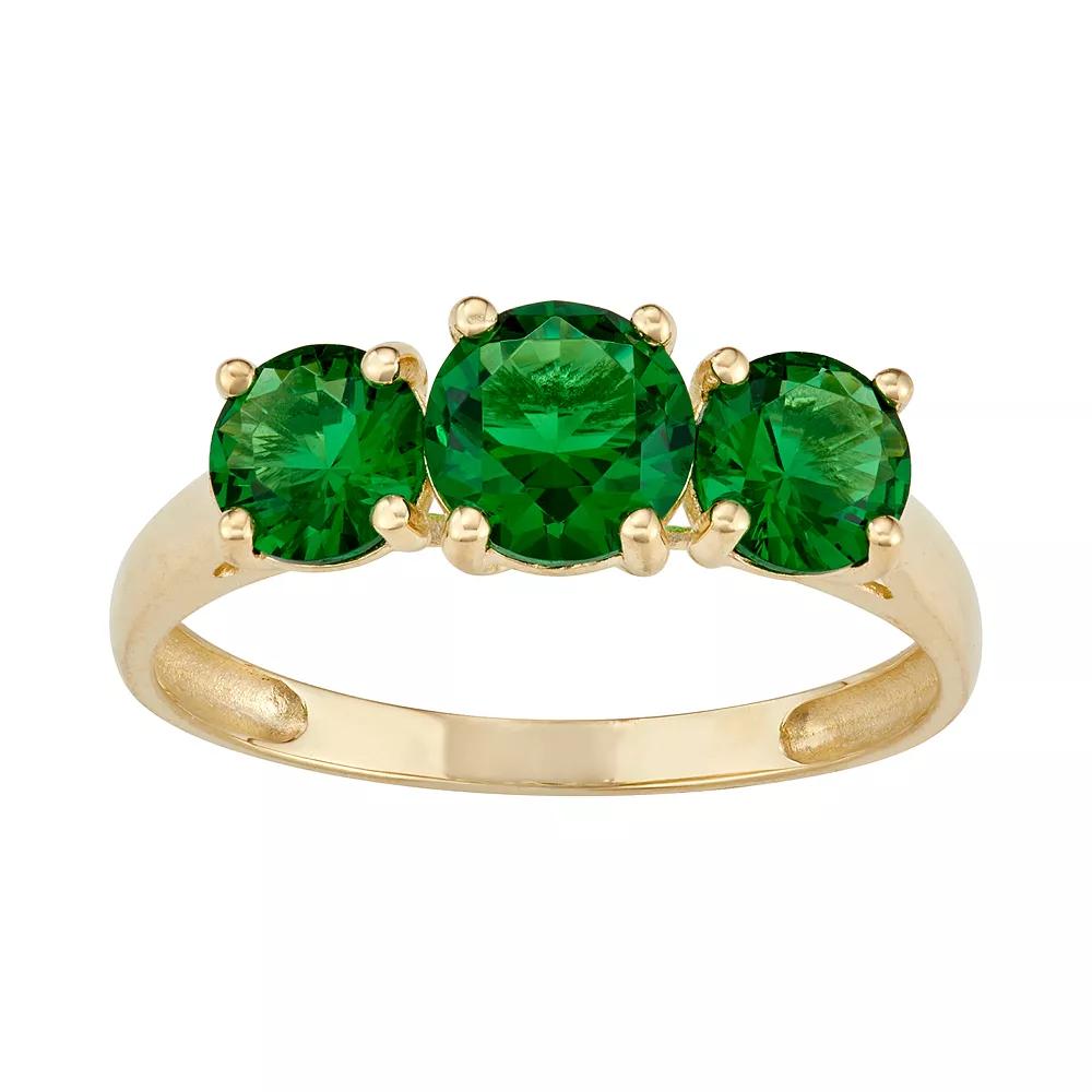 Designs by Gioelli 10k Gold 3-Stone Ring, Womens Peridot Product Image