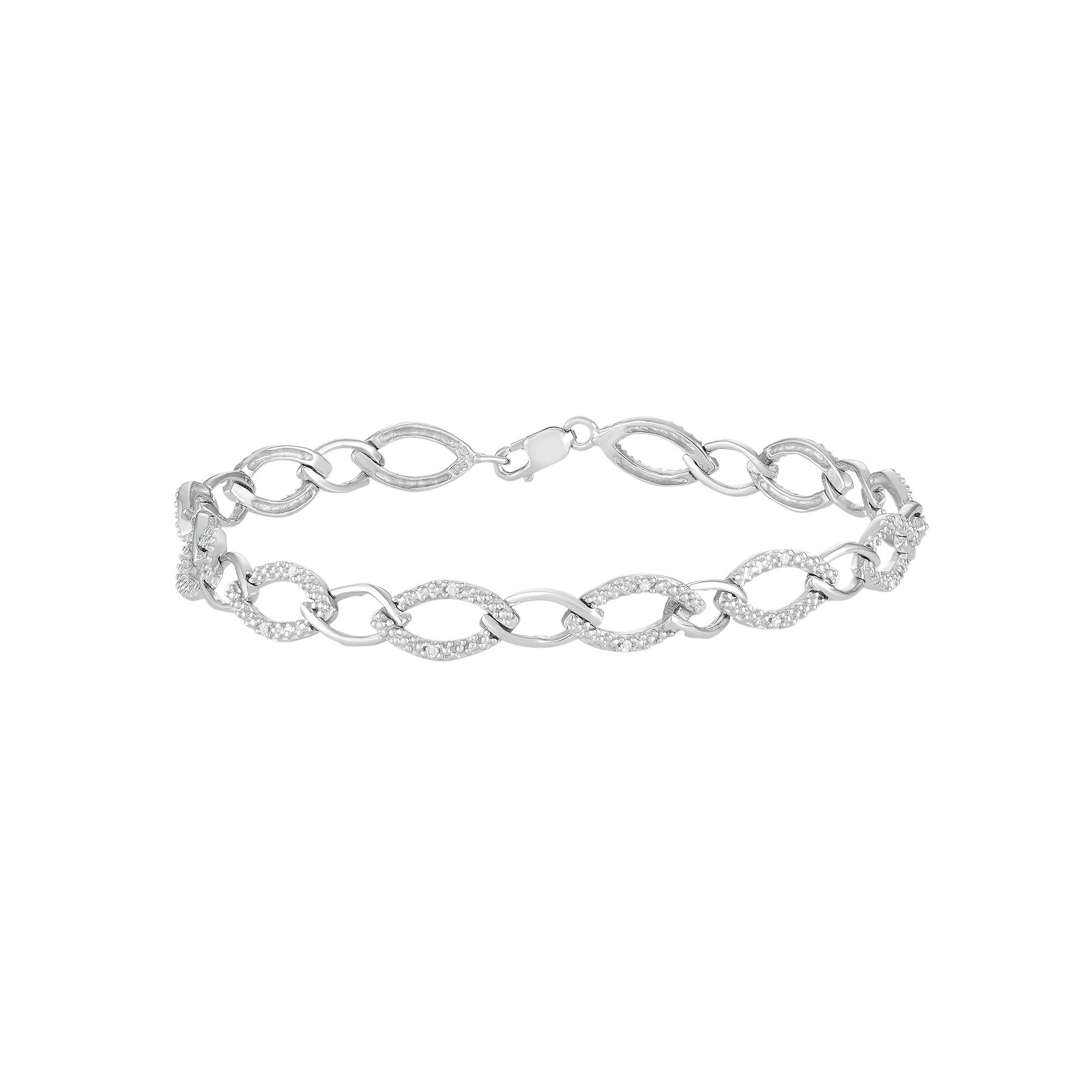Jewelexcess Sterling Silver Diamond Accent Marquise Link Bracelet, Women's Product Image