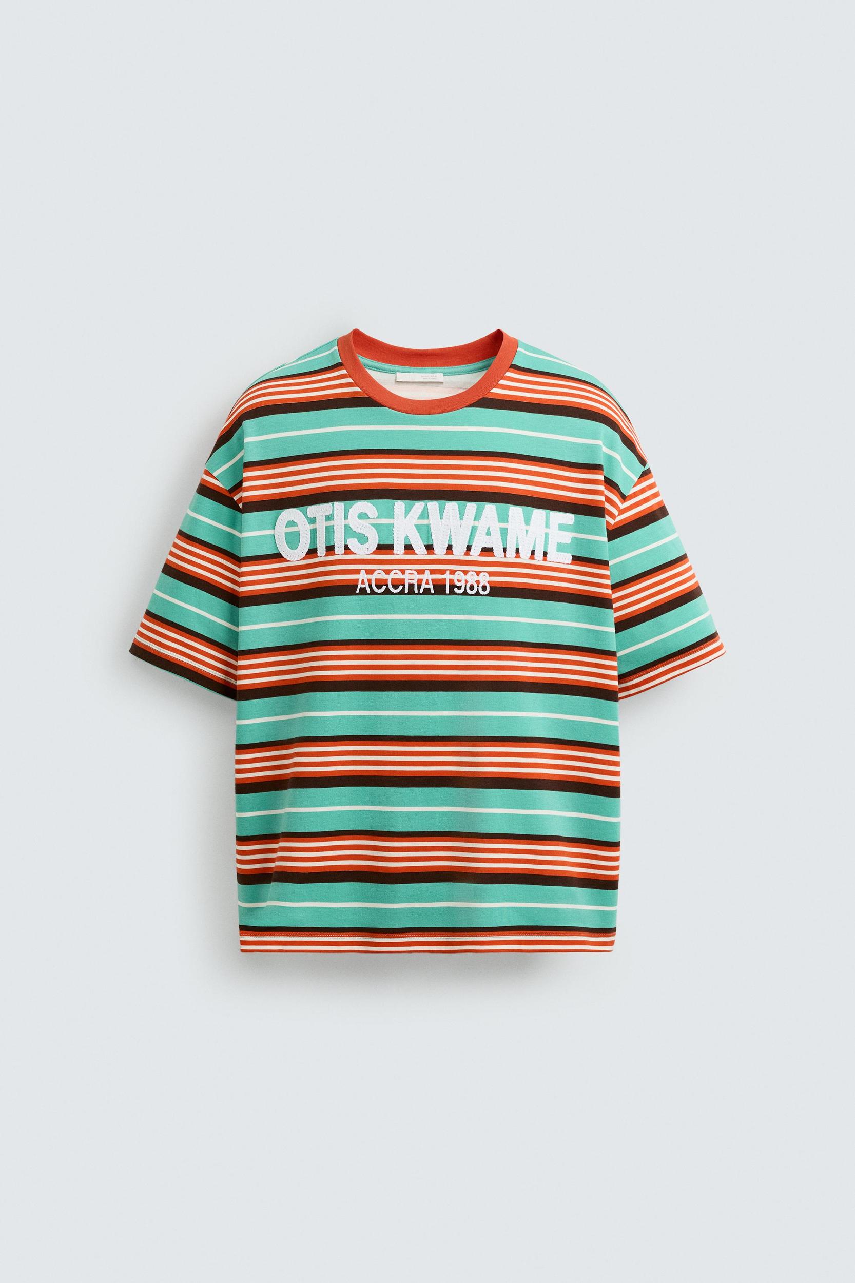 EMBROIDERED STRIPED T-SHIRT © OTIS KWAME KYE QUAICOE Product Image
