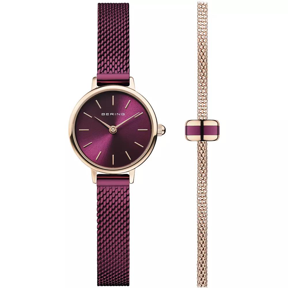 BERING Women's Purple Mesh Strap Watch with Mesh Bracelet & Charm - 11022-969GH1, Size: XS Product Image