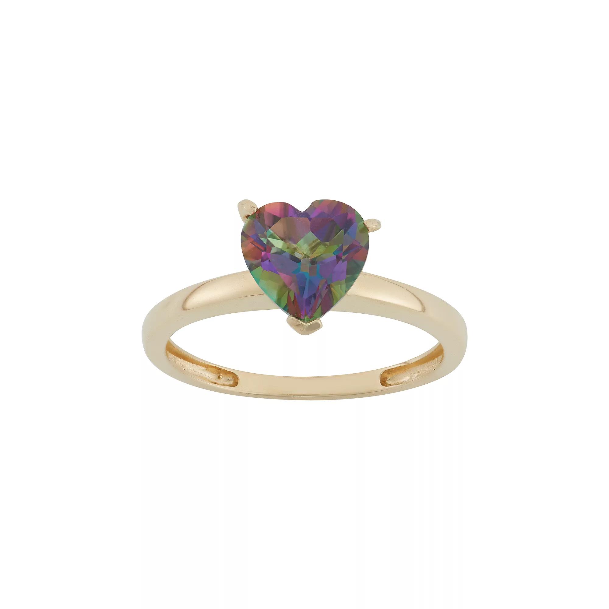 Designs by Gioelli Mystic Topaz 10k Gold Heart Ring, Womens, Green Product Image