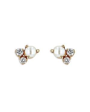 Zoe Chicco 14K Yellow Gold Cultured Freshwater Pearl & Diamond Cluster Stud Earrings Product Image
