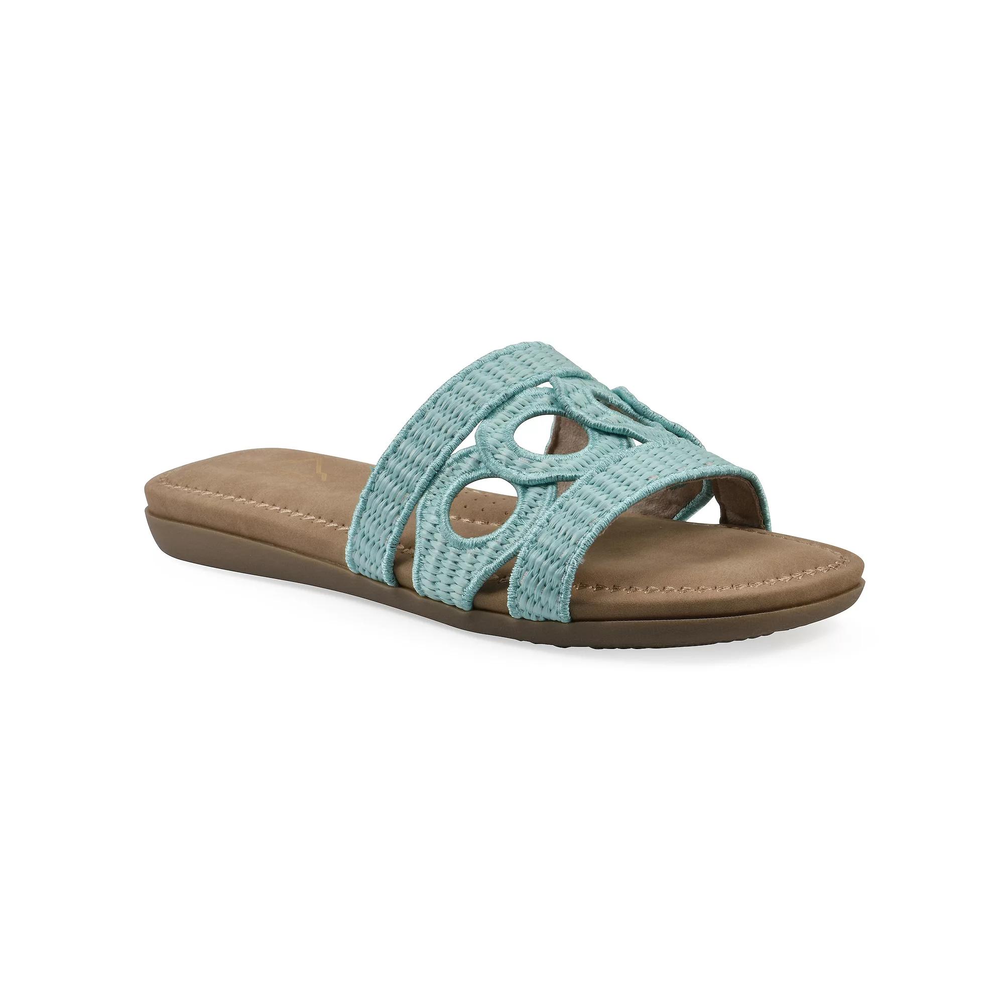 Cliffs by White Mountain Fraly Women's Slide Sandals, Size: 8, Lt Blue Rafia Product Image
