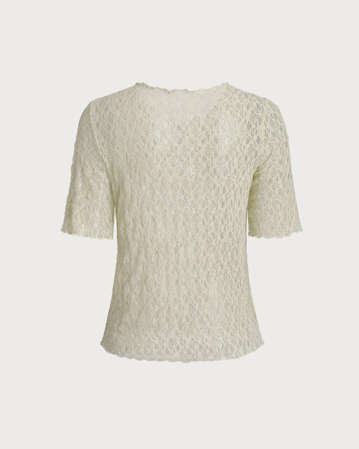 Green Round Neck Textured Half Sleeve Tee Product Image