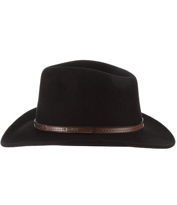 Dorfman Milano Scala Water-Repellent Wool Felt Outback Leather Band 3#double; Brim Hat Product Image