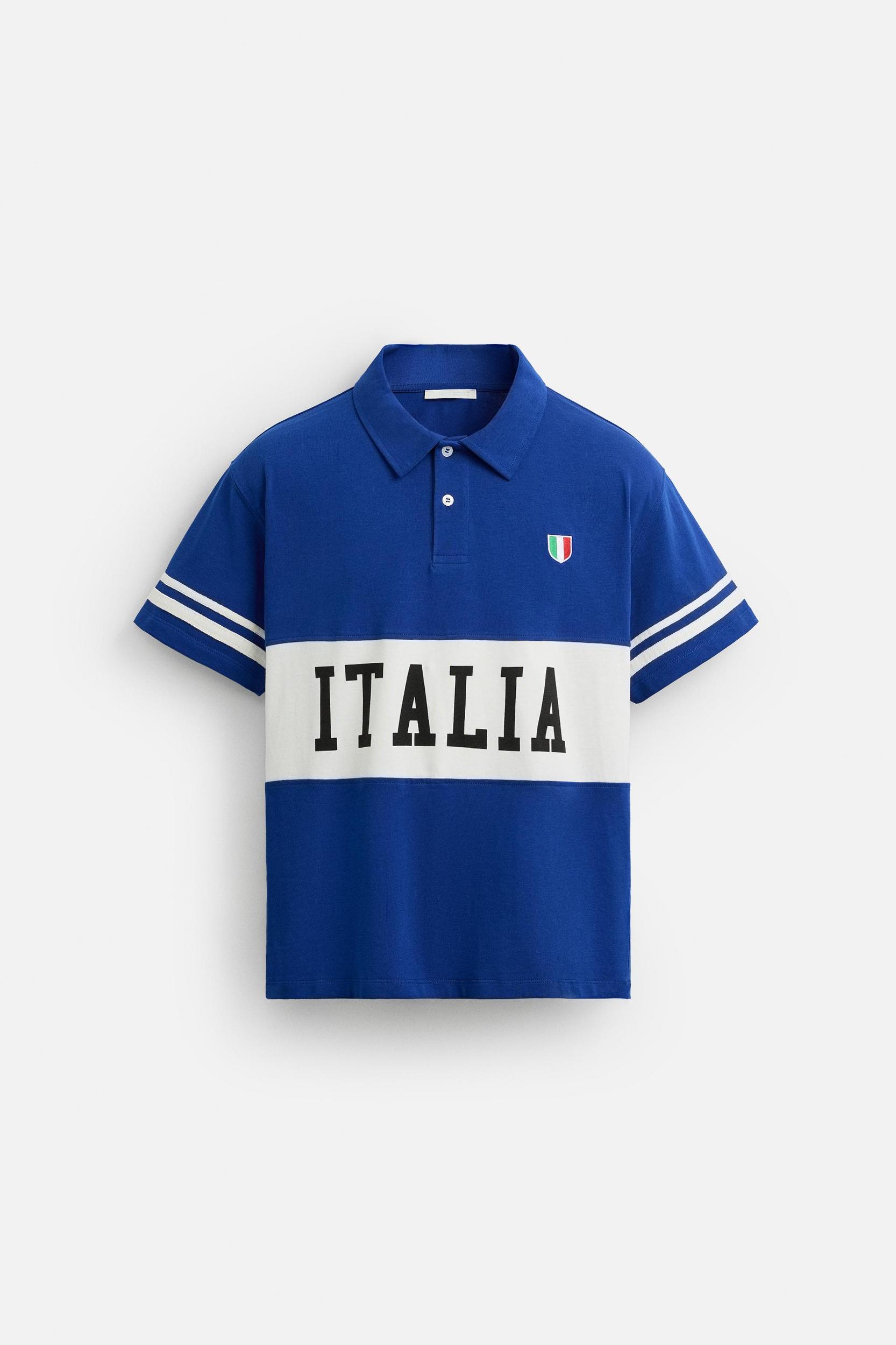 COLOR BLOCK FLAG POLO SHIRT Product Image