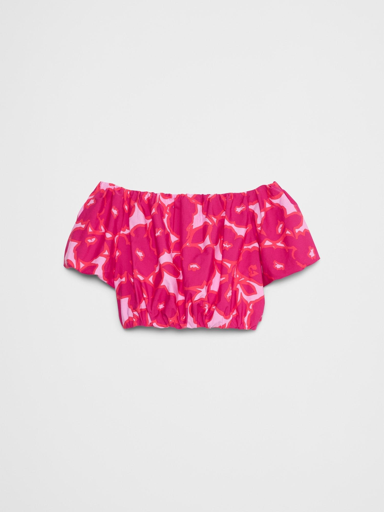 Bubble-Sleeve Cropped Top Product Image