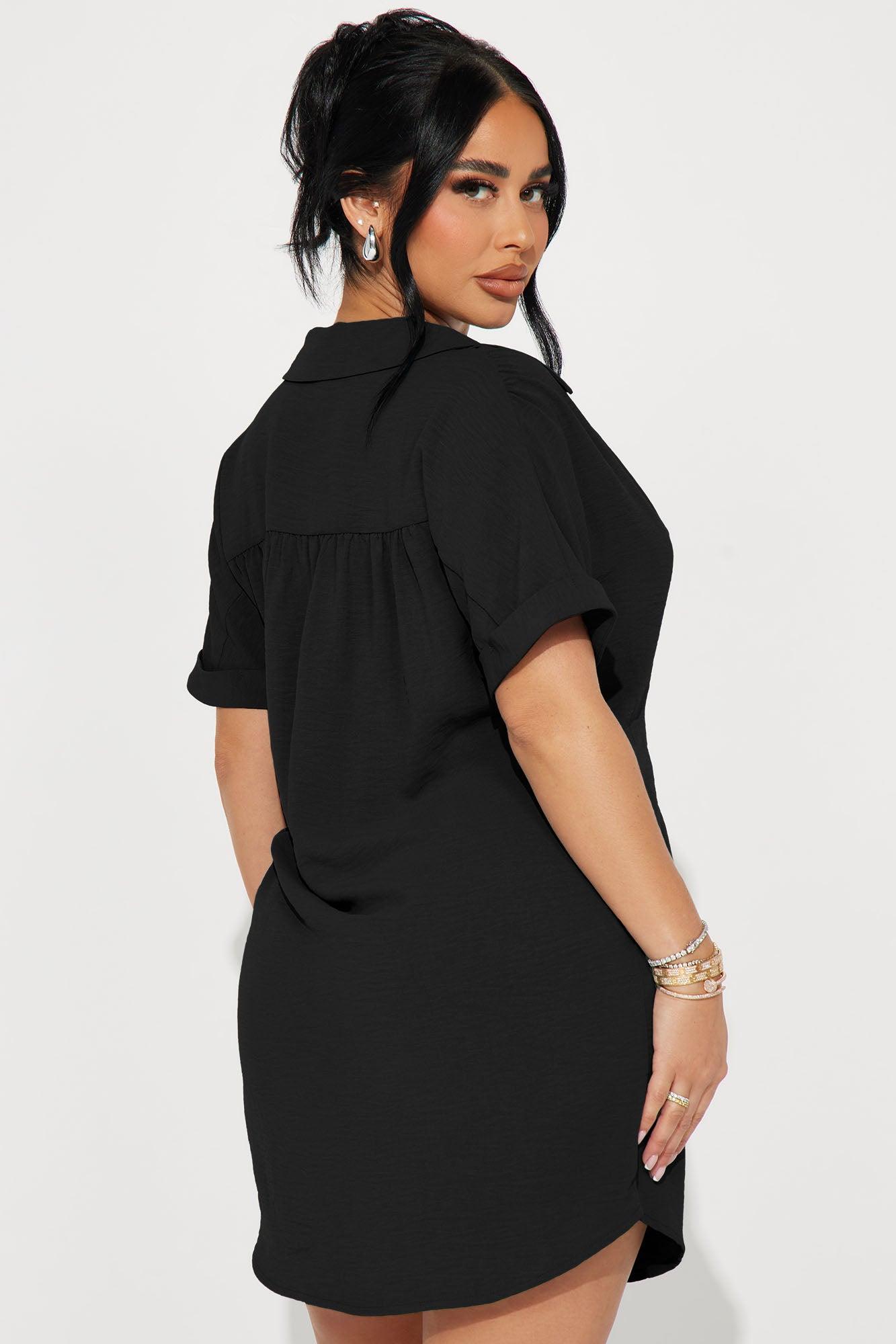 Amelia Mini Shirt Dress - Black Female Product Image