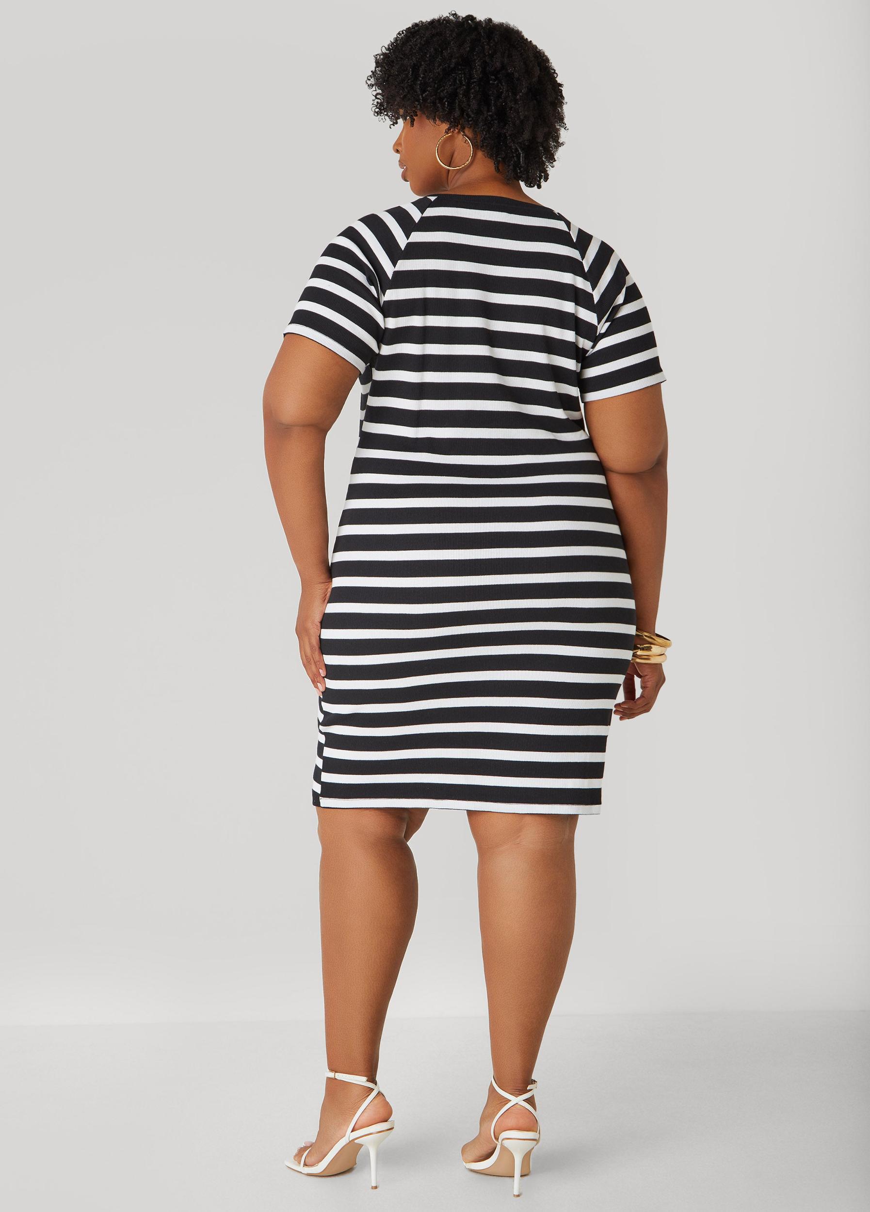 Striped Ribbed T Shirt Dress Product Image