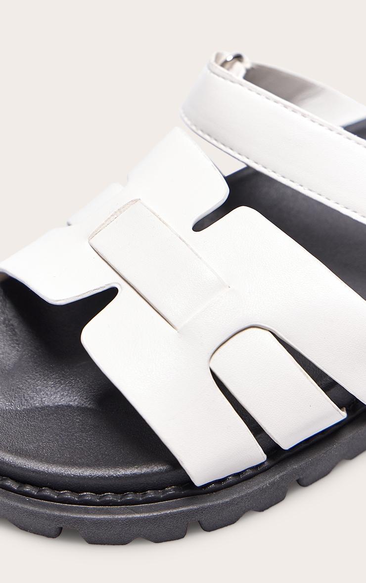 White Wide Fit Pu Round Toe Velcro Strap Chunky Sandals Product Image