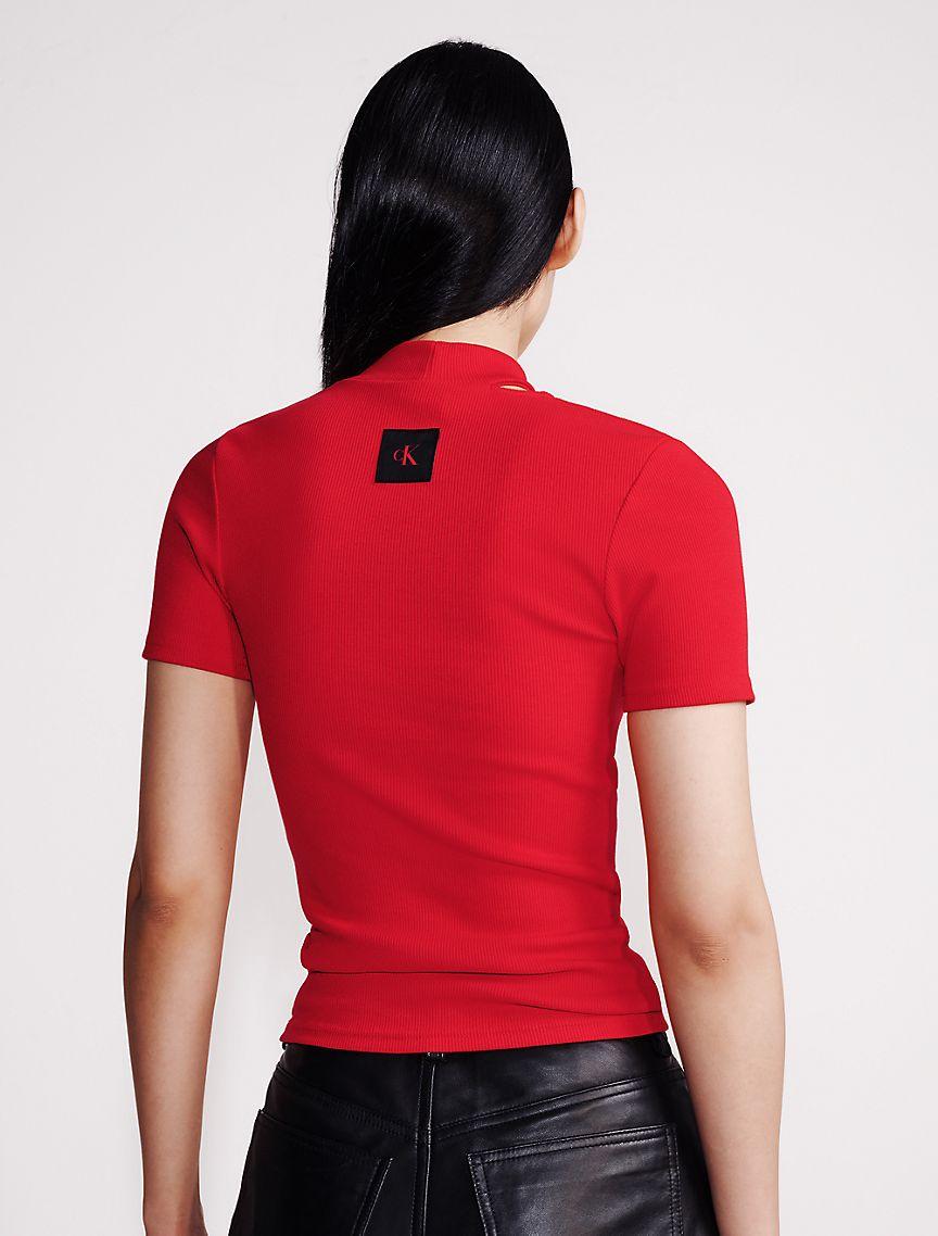 Cut Out Slim Crewneck T-Shirt Product Image