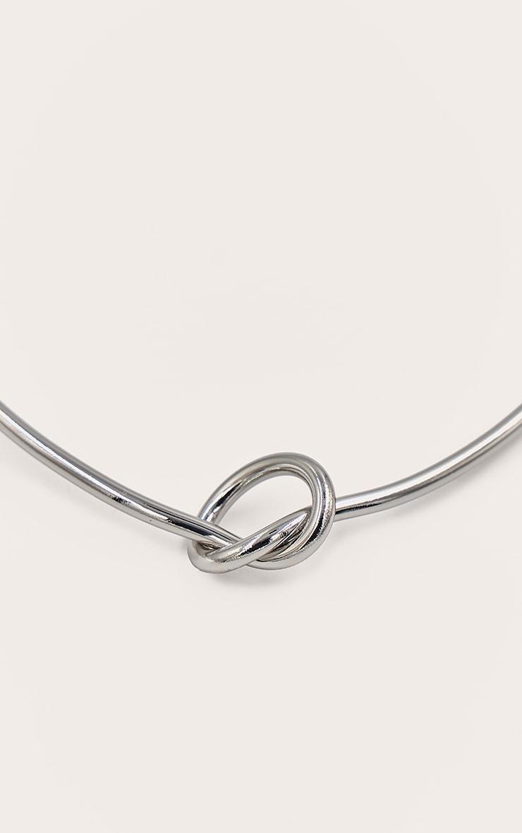 Silver Smooth Structured Knot Necklace Product Image