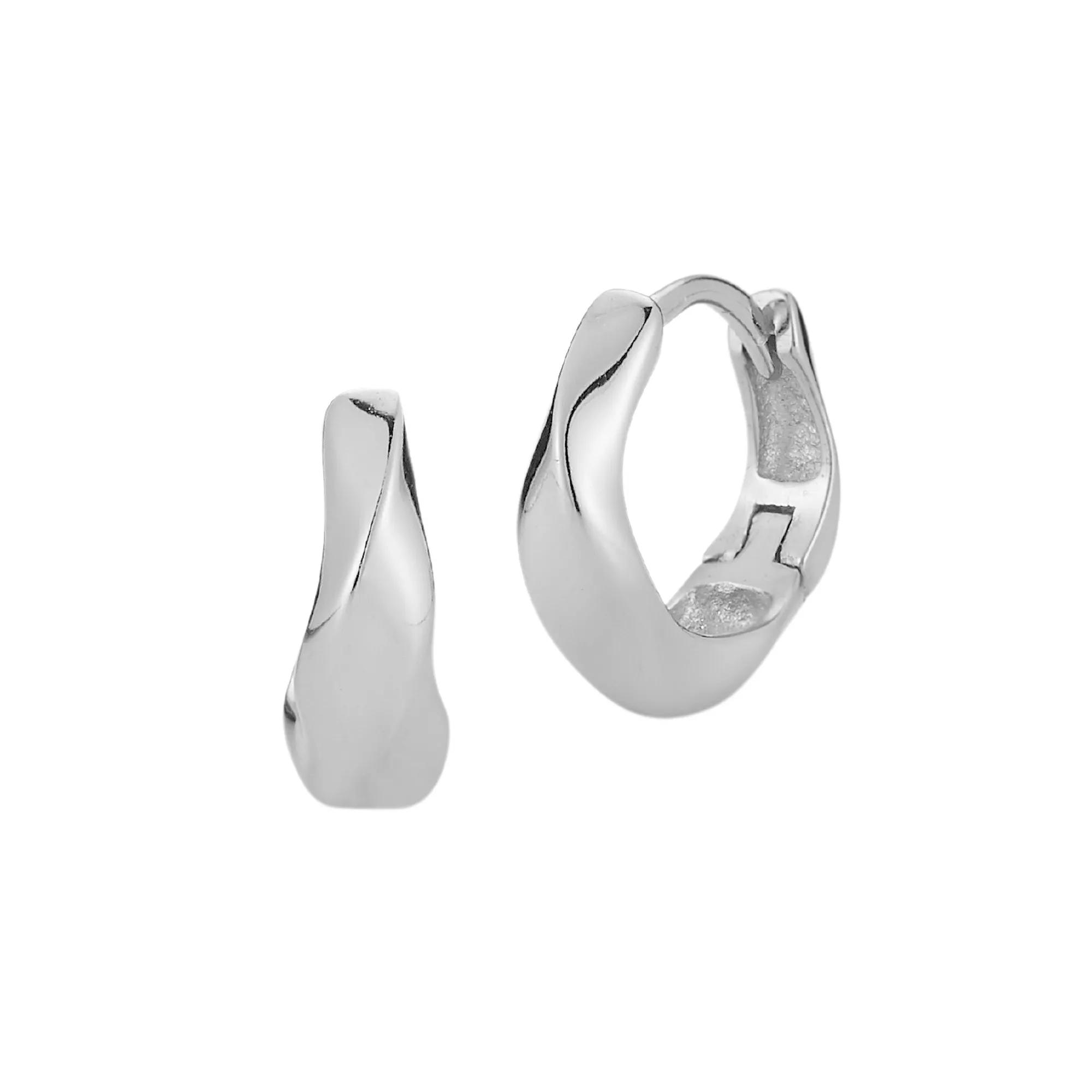 Sunkissed Sterling Wave Huggie Hoop Earrings, Women's, Silver Tone Product Image