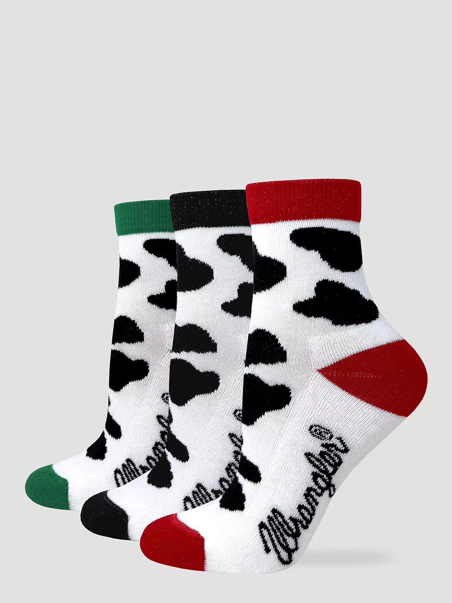 Women's Cow Festive Crew Socks Box Set (3-Pack) | Women's ACCESSORIES | Wrangler® Product Image