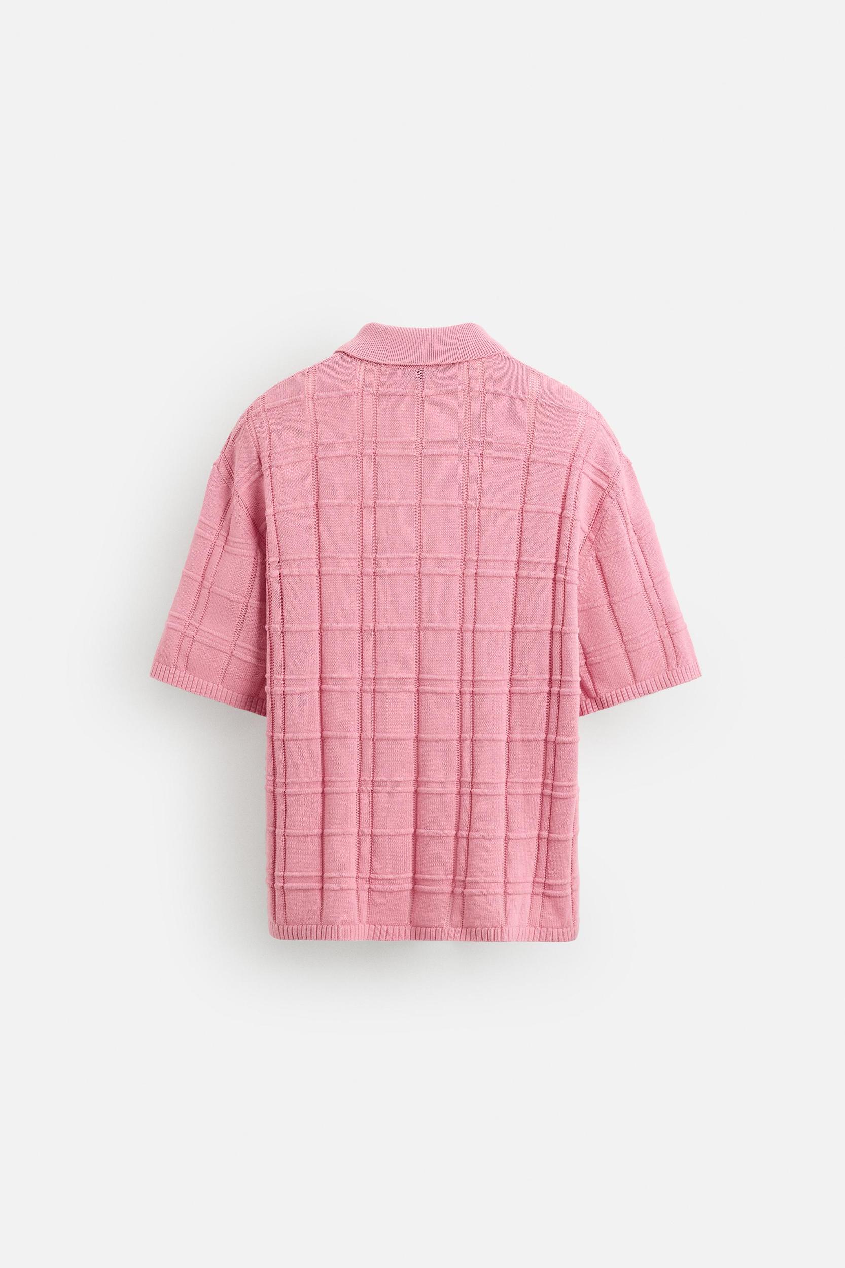 CHECKERED JACQUARD KNIT POLO SHIRT Product Image