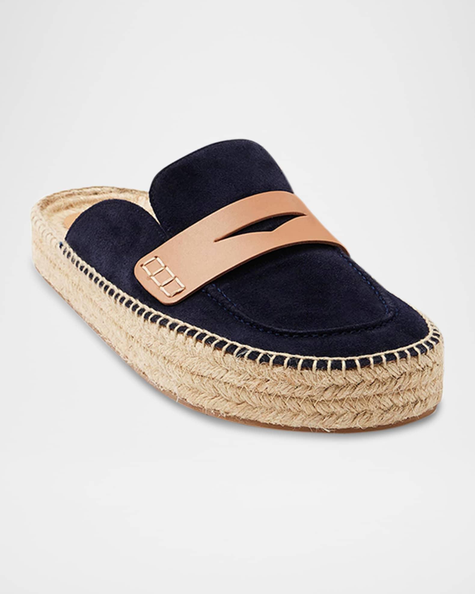 Suede Espadrille Penny Loafer Mules Product Image