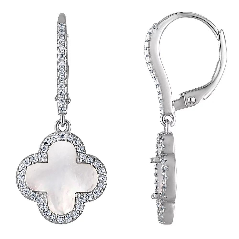 Designs by Gioelli Sterling Silver Clover Leverback Earrings, Women's, M Of White Product Image