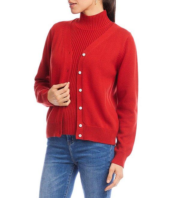 Karen Kane Knit V-Neck Button Front Relax Fit Cardigan Product Image
