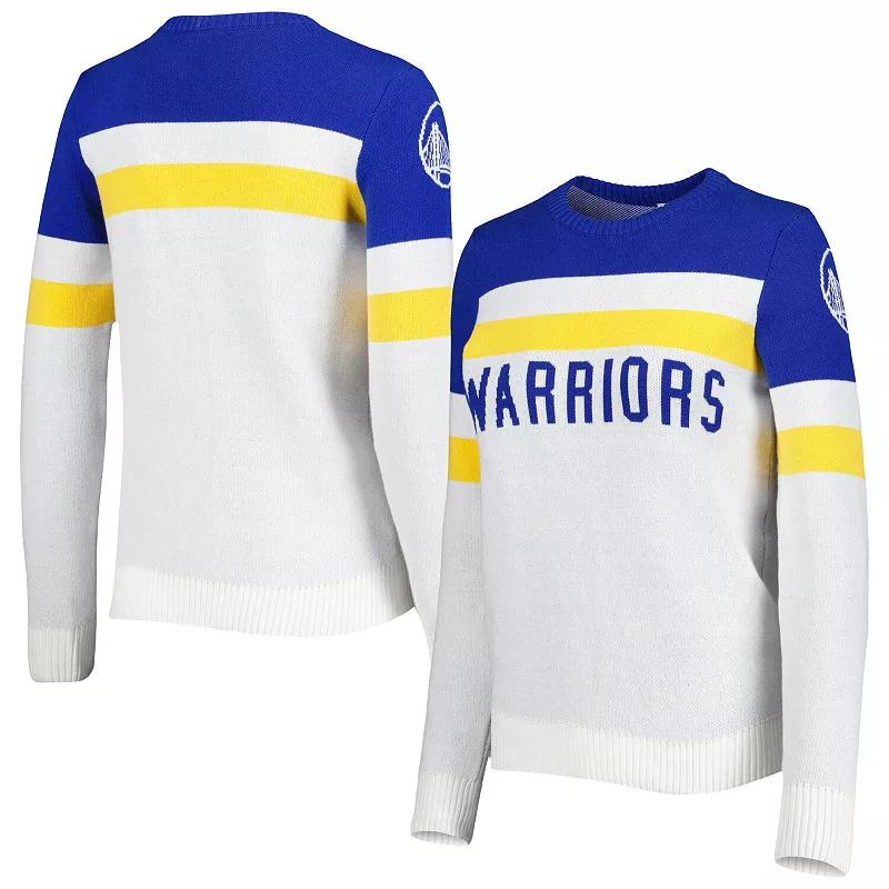 Women's Lusso Royal/Cream Golden State Warriors Dominique Pullover Sweater,  Product Image