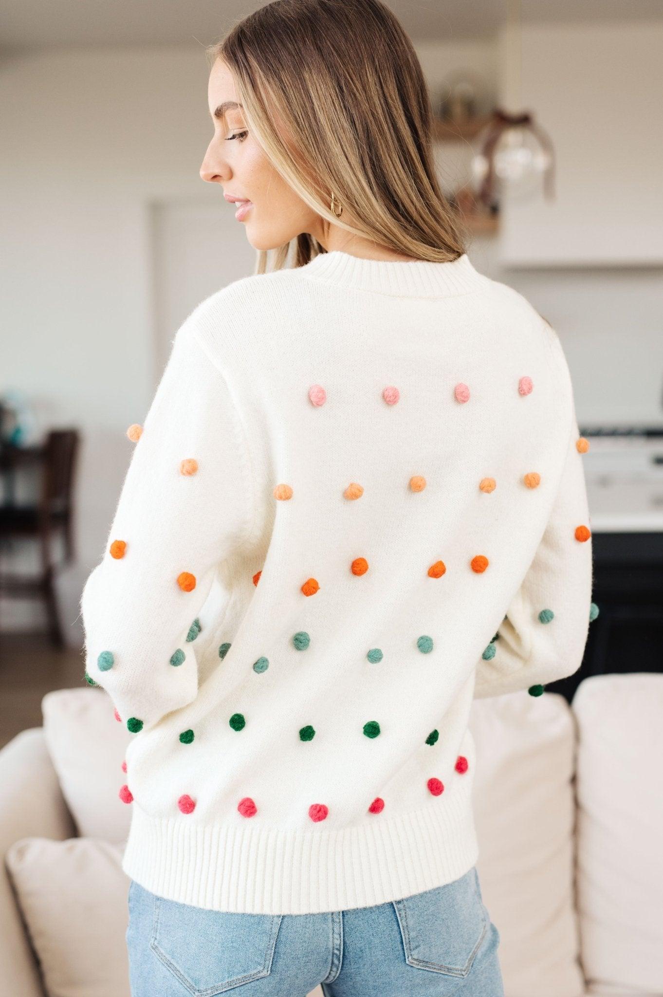 Candy Buttons Pom Detail Sweater (Online Exclusive) Product Image