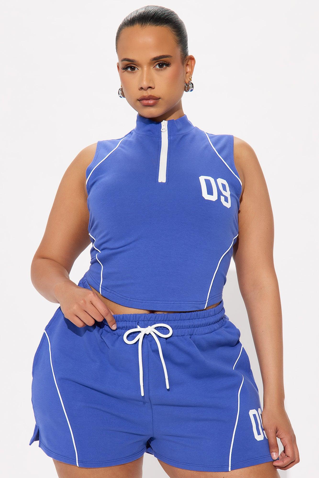 09 Varsity Sweatshort Set - Blue Female Product Image