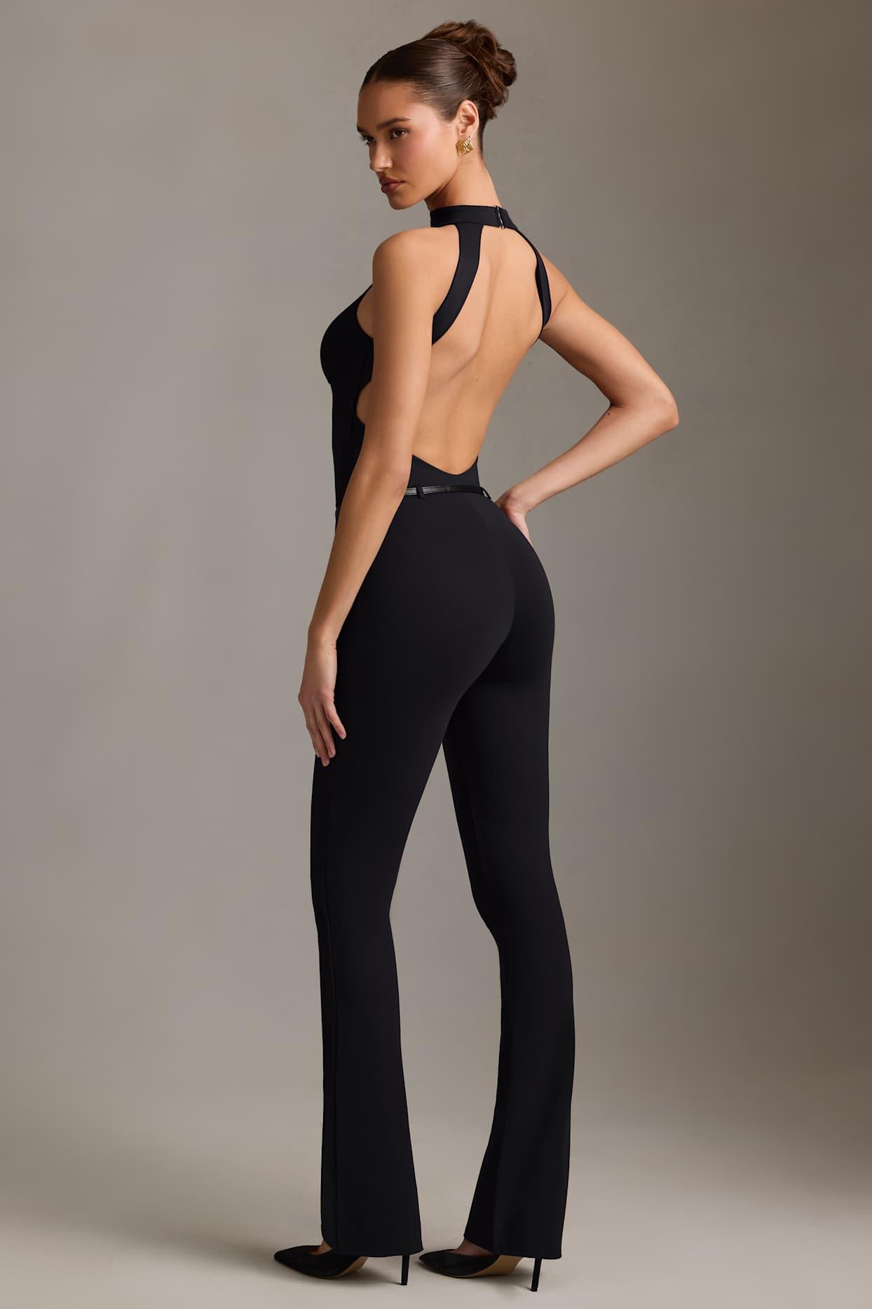 Backless Turtleneck Jumpsuit in Black Product Image