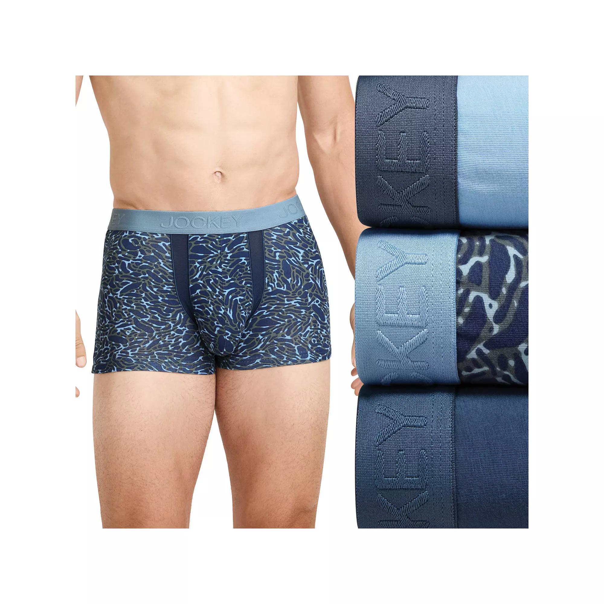 Men's Jockey® 3-Pack Chafe Proof Pouch Cotton Stretch 3" Trunk,  Product Image