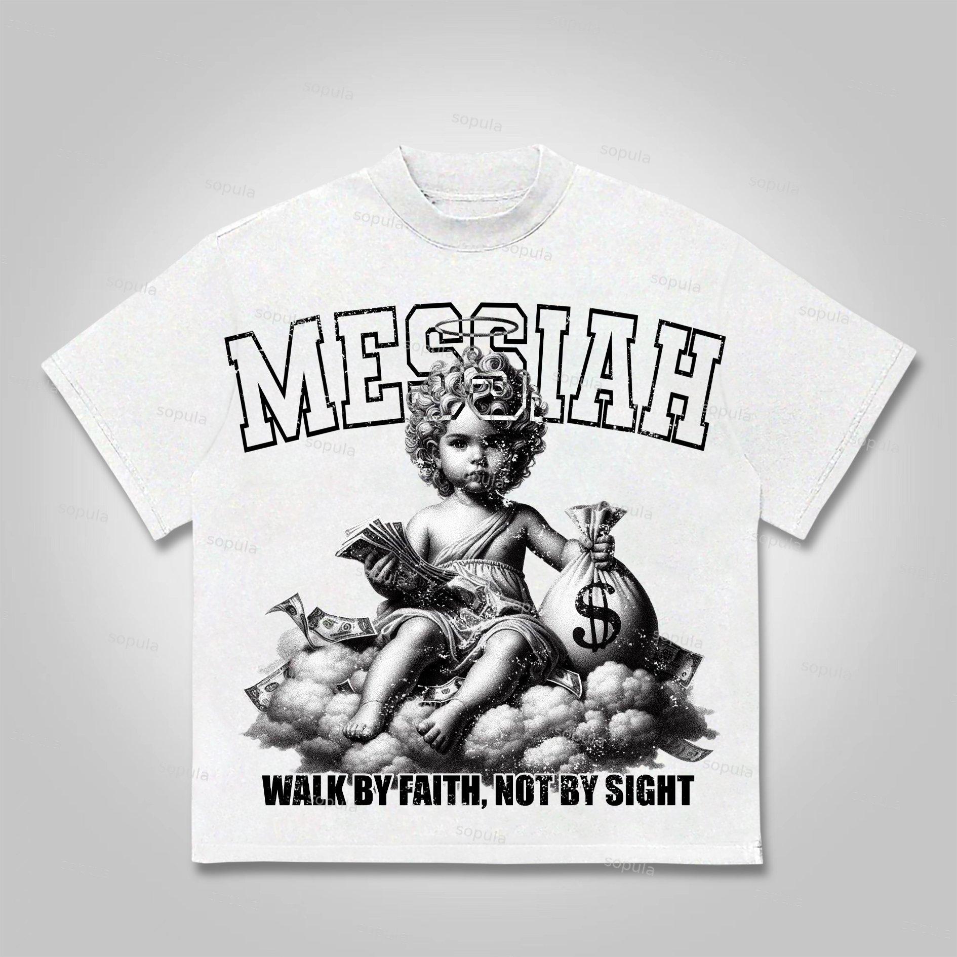 Sopula Messiah Vintage Money Angel Graphic Cotton T-shirt Product Image