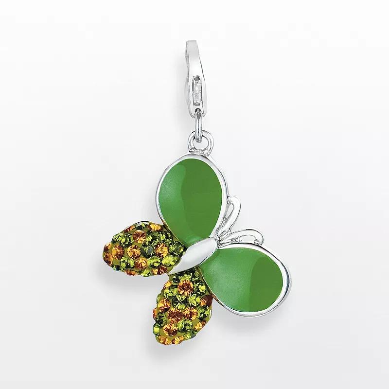 Sterling Silver Crystal Butterfly Charm, Womens Product Image