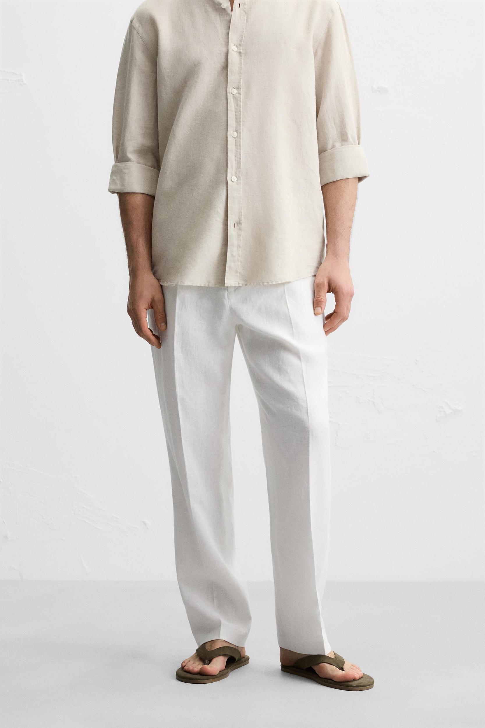 100% LINEN PLEATED PANTS Product Image
