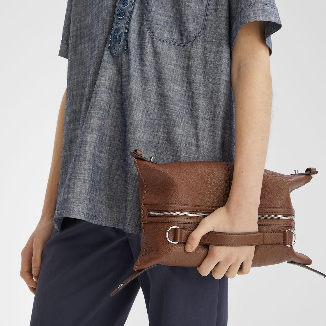 Selleria Fendi Siesta SmallBrown leather Selleria bag with 266 hand-sewn topstitches Product Image