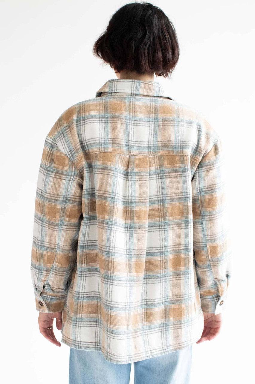 Camel Sherpa-Lined Flannel Jacket Product Image