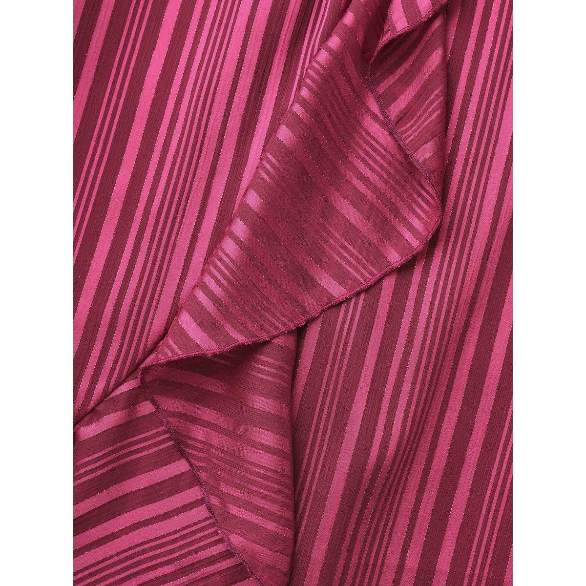 Plus Size Chiffon Overlap Collar Ruffle Trim Dress RedViolet Women Cocktail Texture Party Curvy Bloomchic 12/L Product Image