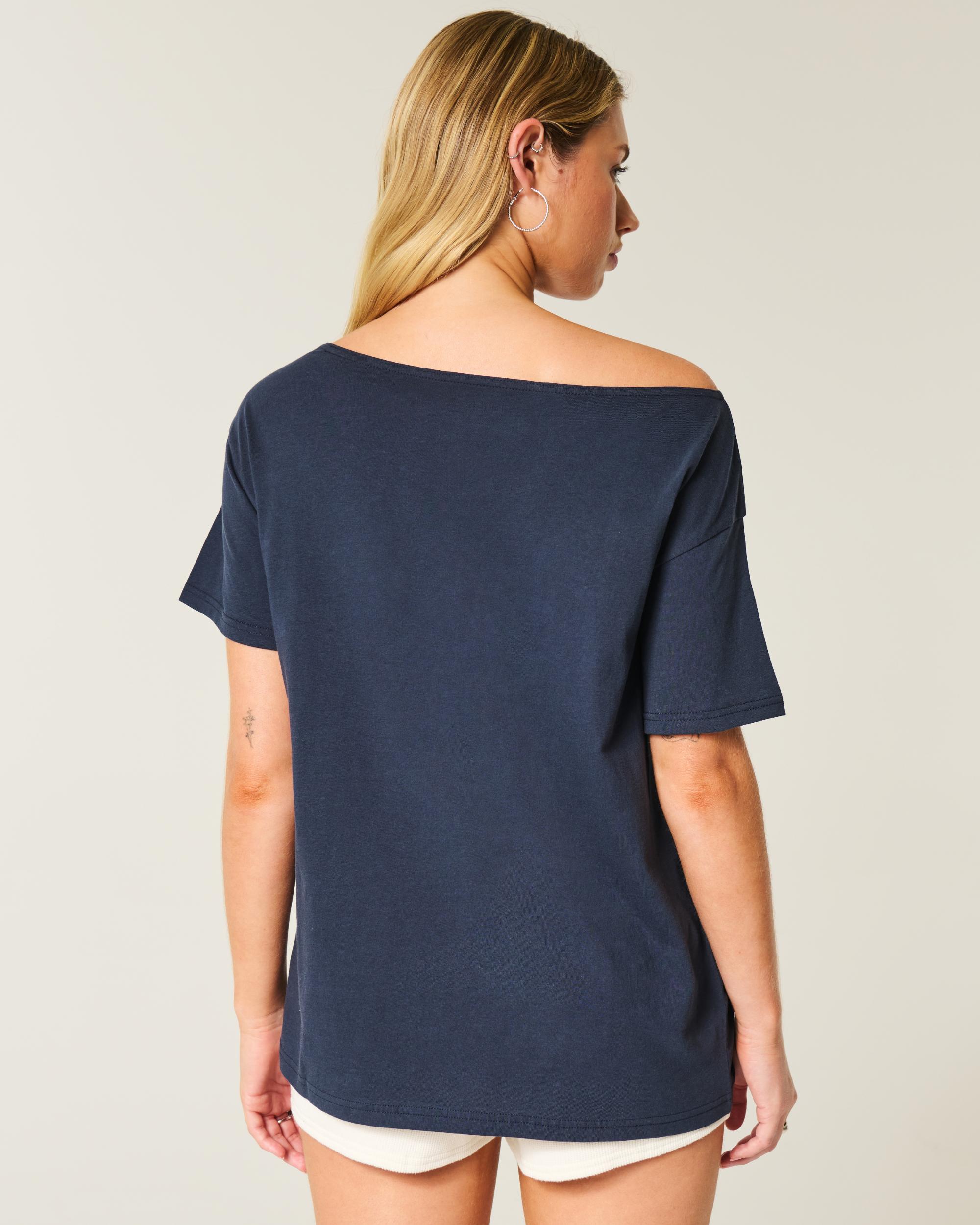 Oversized Off-the-Shoulder Strawberry Graphic Tee Product Image