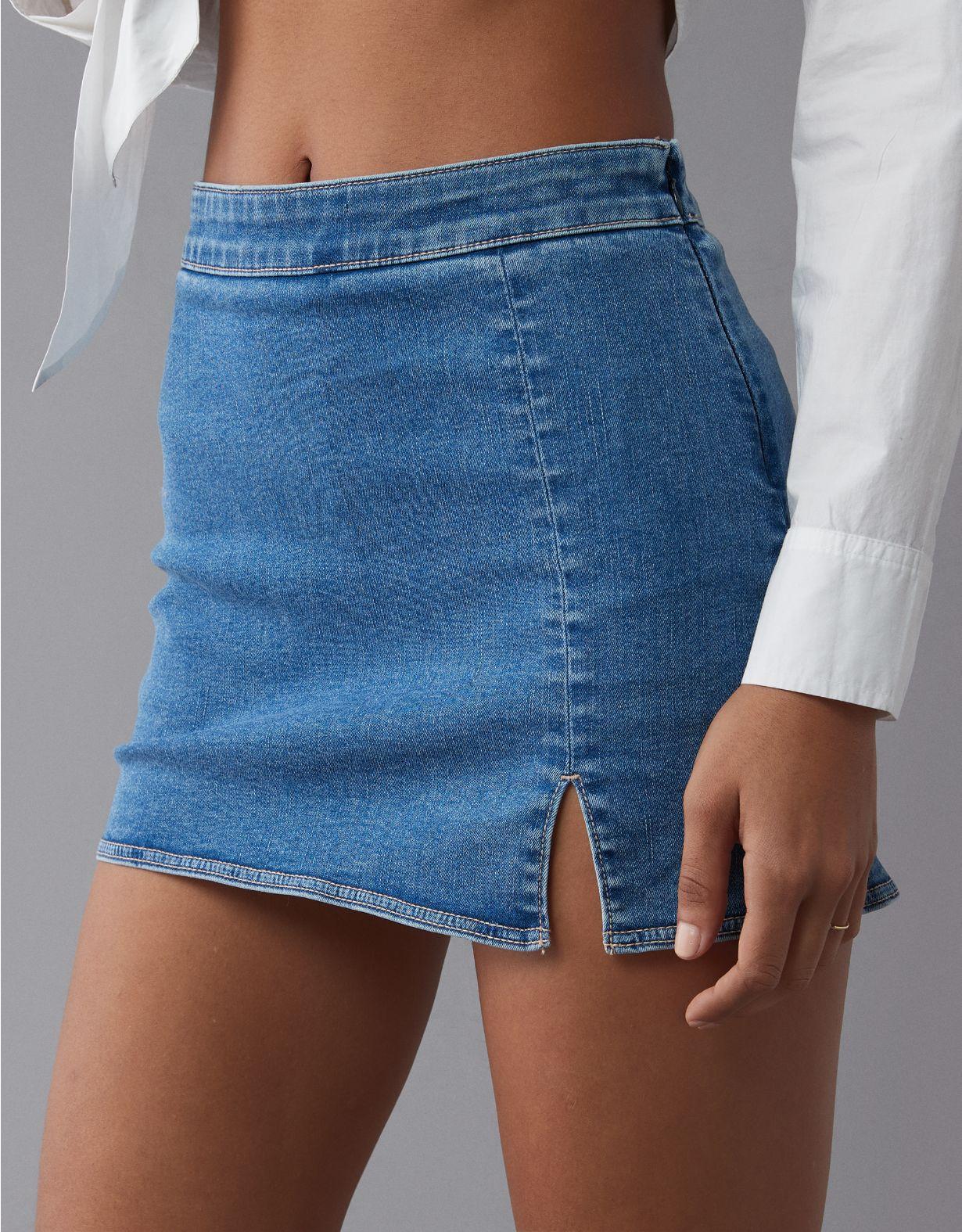 AE Next Level High-Waisted Denim Skort Product Image