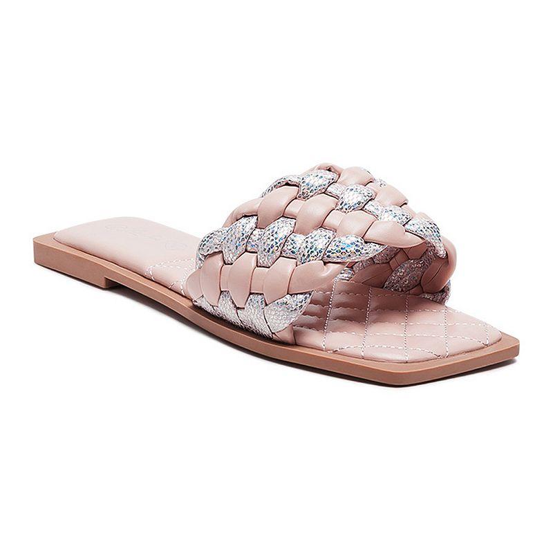London Rag Allium Womens Metallic Woven Slide Sandals Product Image