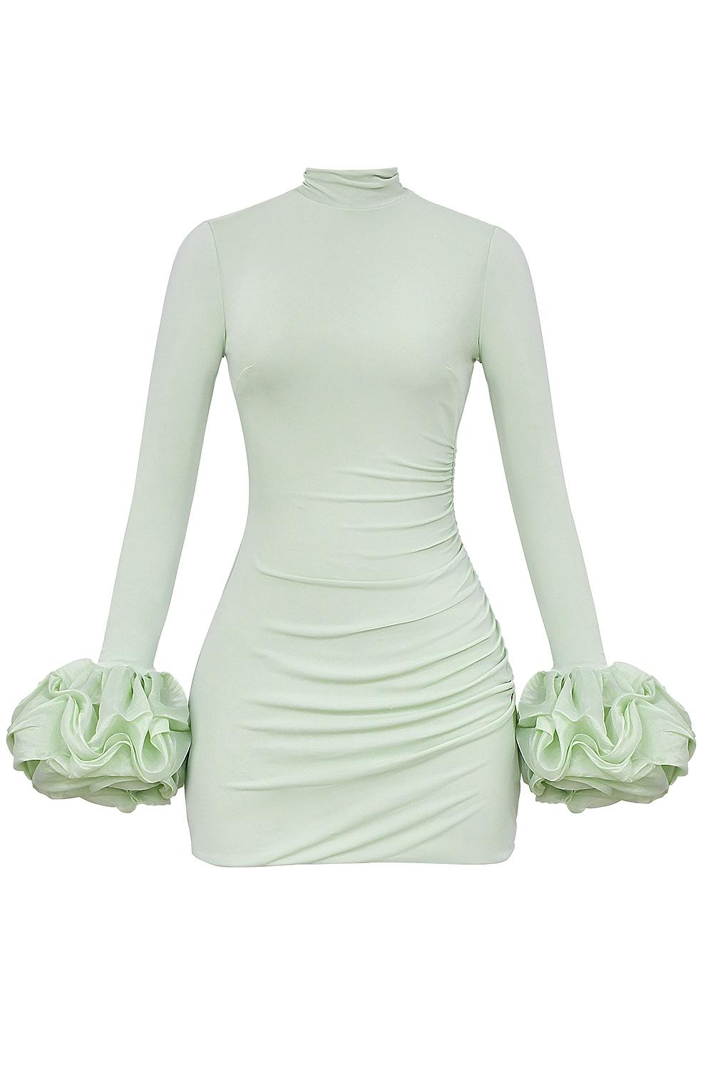 Camilla  pistachio ruffle cuff mini dress - sale Product Image
