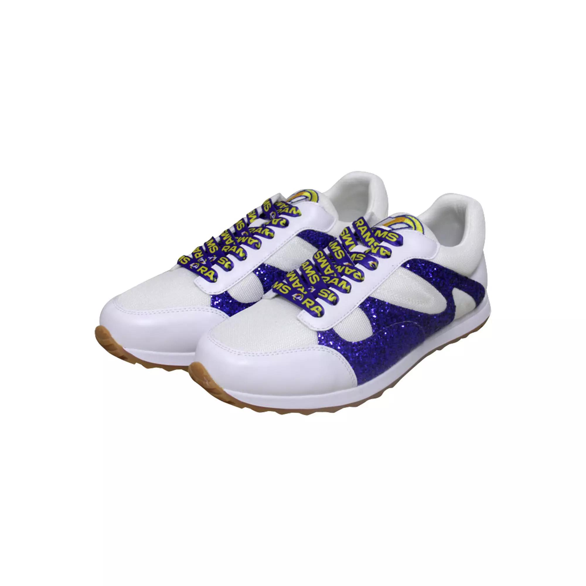 Women's Cuce White Los Angeles Rams Glitter Sneakers,  Product Image