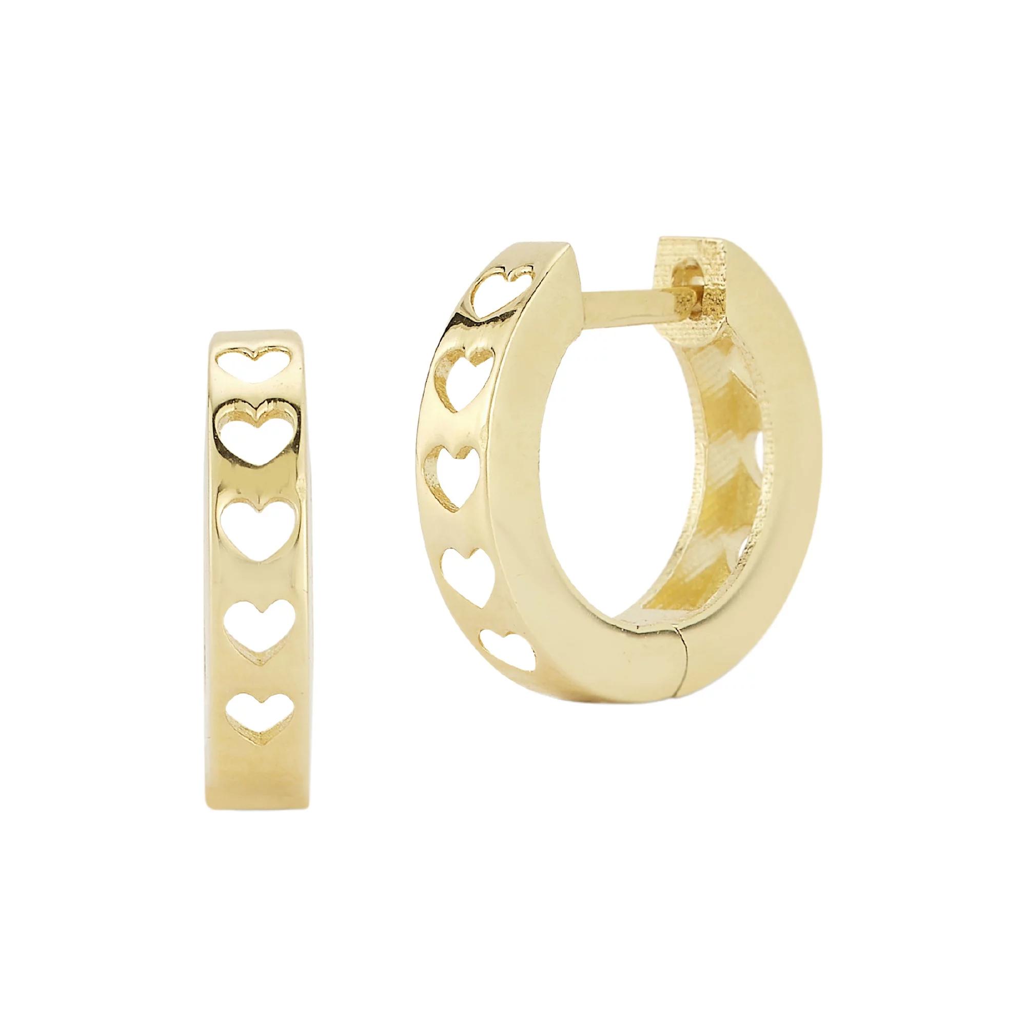 LUMINOR GOLD 14k Gold Heart Hoop Earrings, Women's Product Image