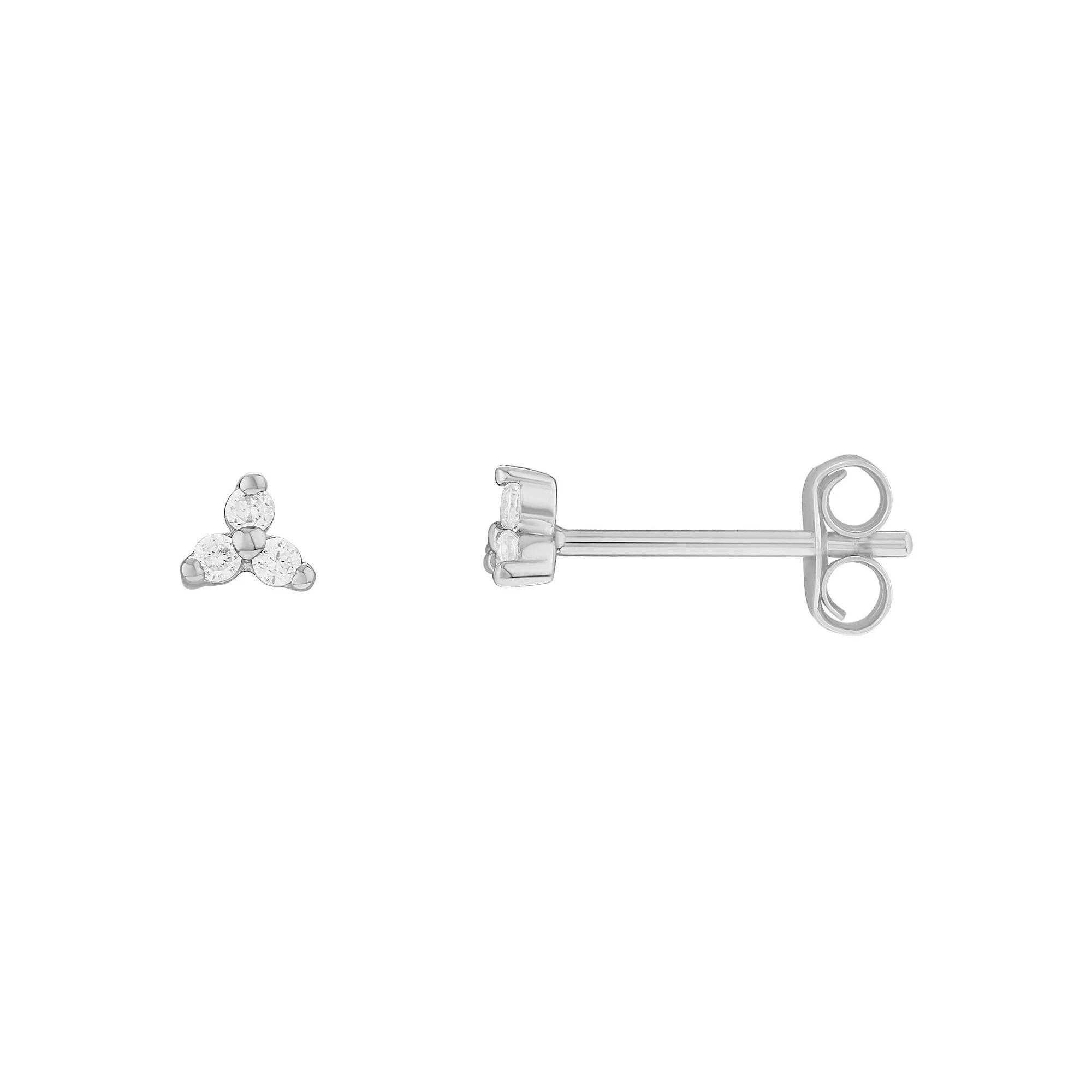 PRIMROSE Sterling Silver Triple Cubic Zirconia Stud Earrings, Women's Product Image
