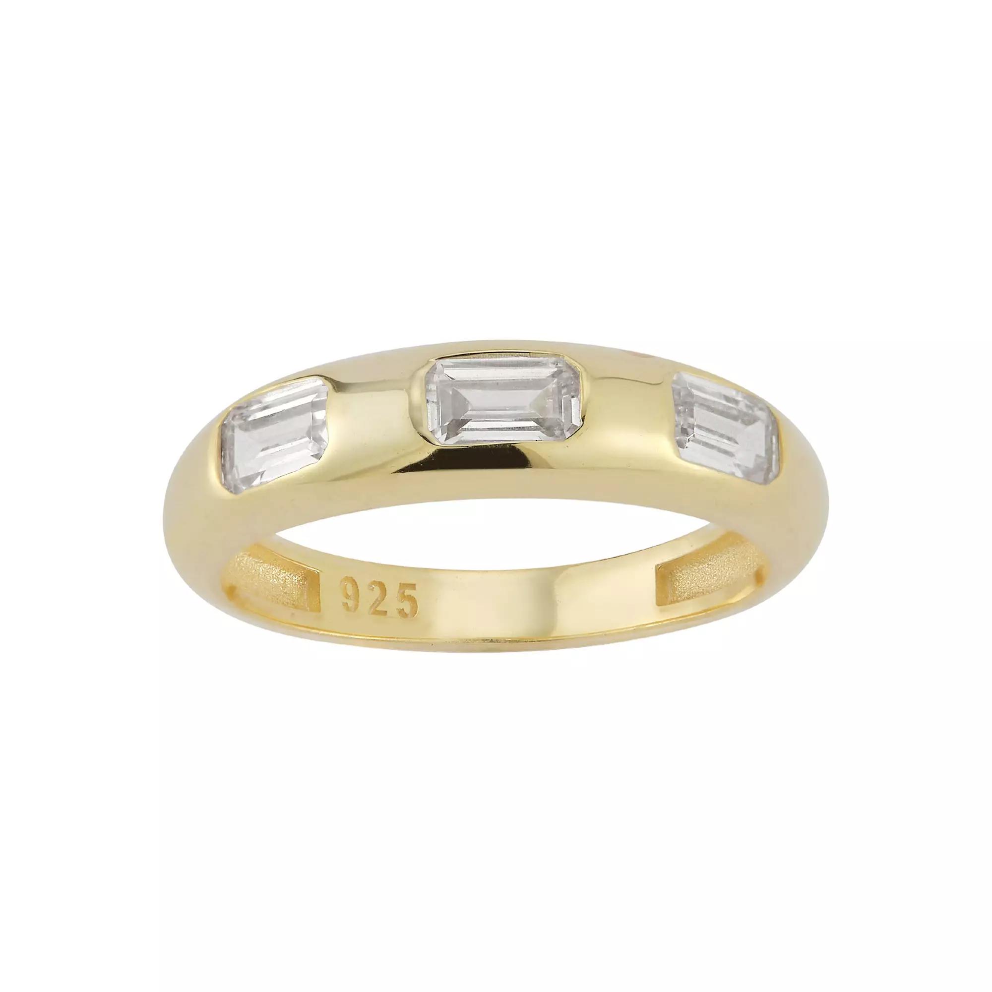 Sunkissed Sterling Cubic Zirconia 3-Stone Ring, Women's, Size: 6, Yellow Gold Tone Product Image