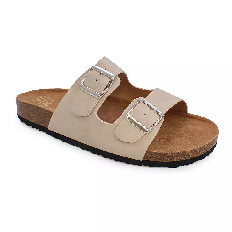 Yoki Gian 91 Women's Double Buckle Slide Sandals, Size: 6.5, Brown Product Image