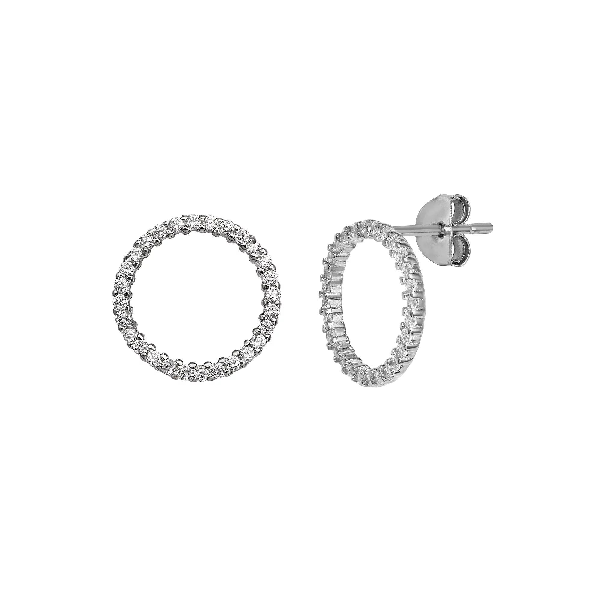 PRIMROSE Sterling Silver Cubic Zirconia Open Circle Stud Earrings, Women's Product Image