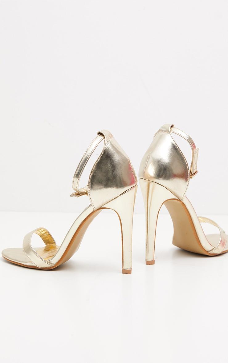 Clover Gold Metallic Heeled Strappy Sandal Product Image