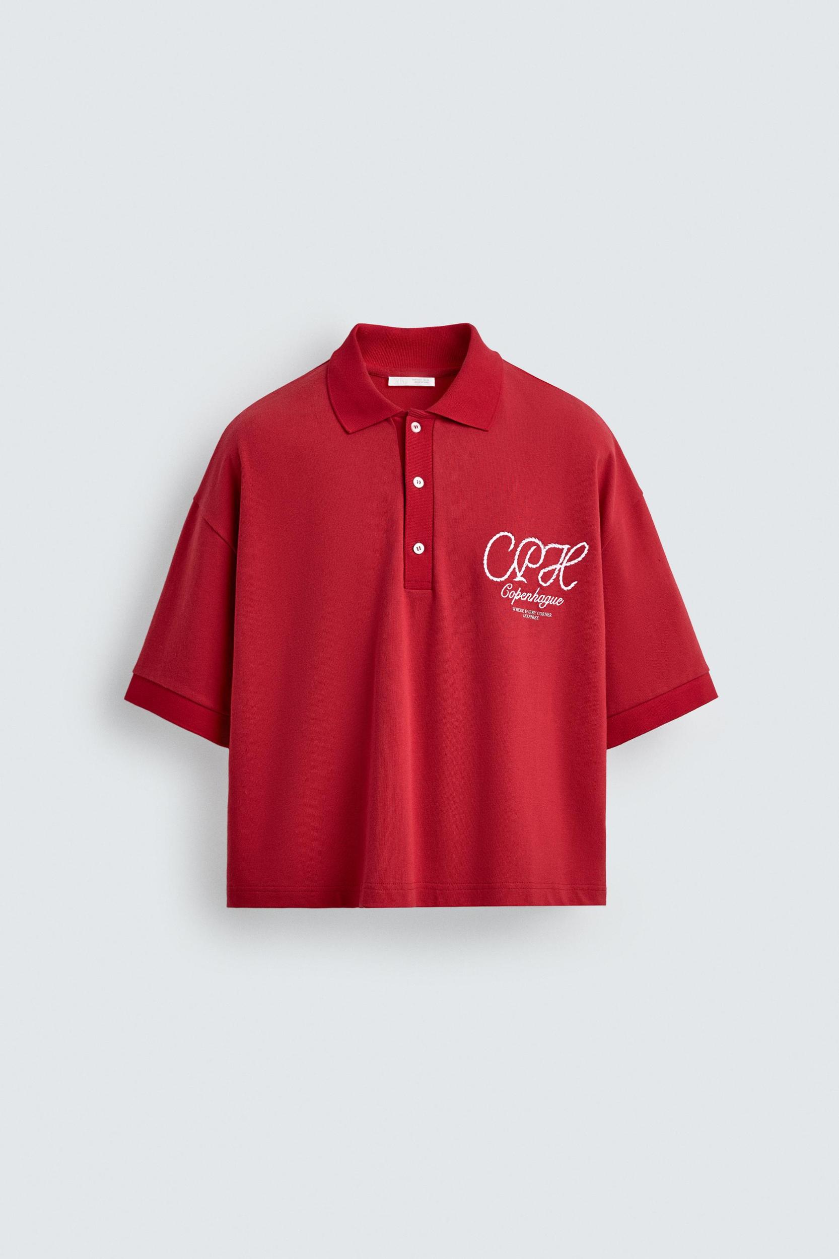 EMBROIDERED TEXT POLO SHIRT Product Image