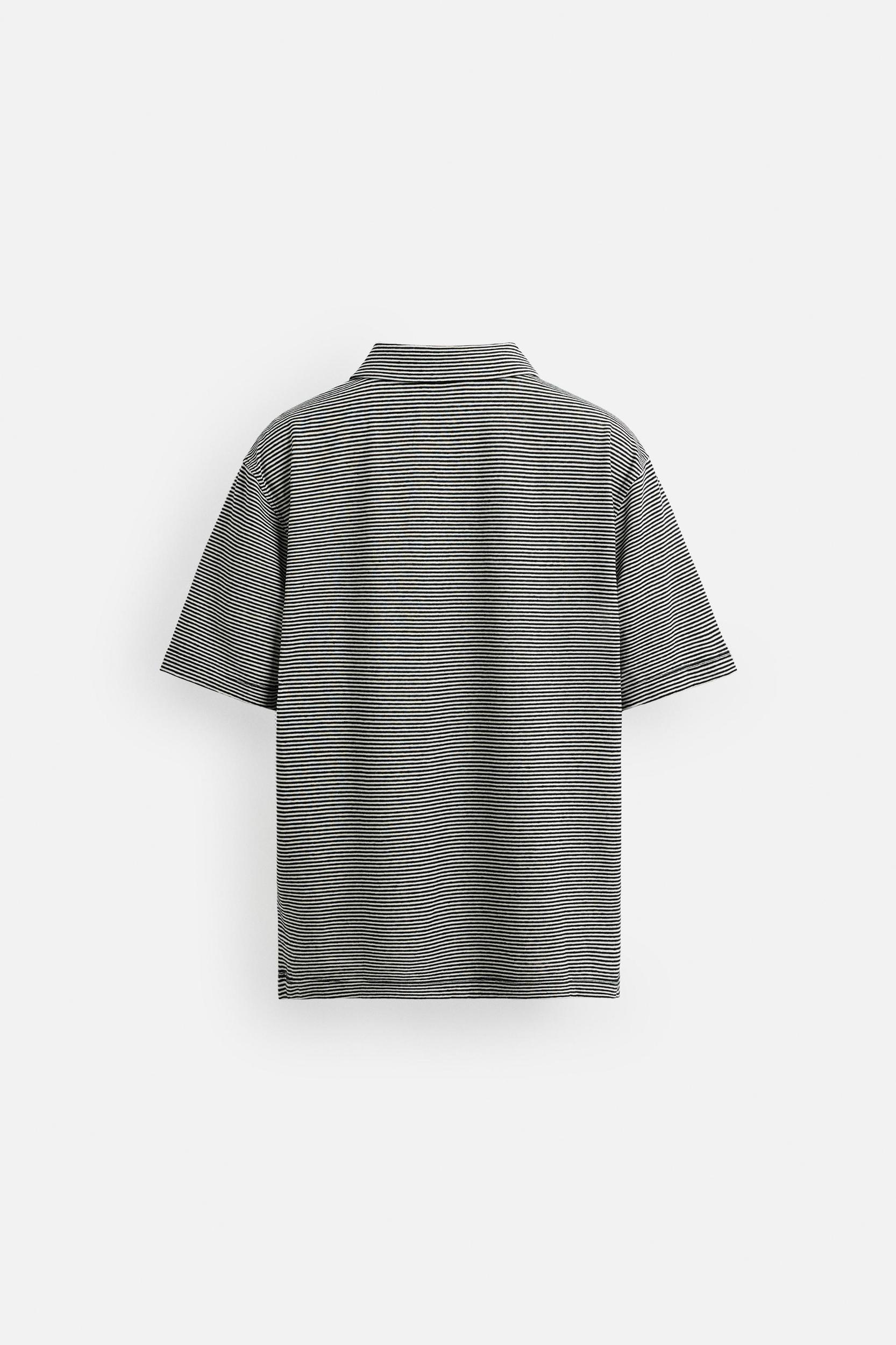 LINEN-COTTON STRIPED POLO SHIRT Product Image