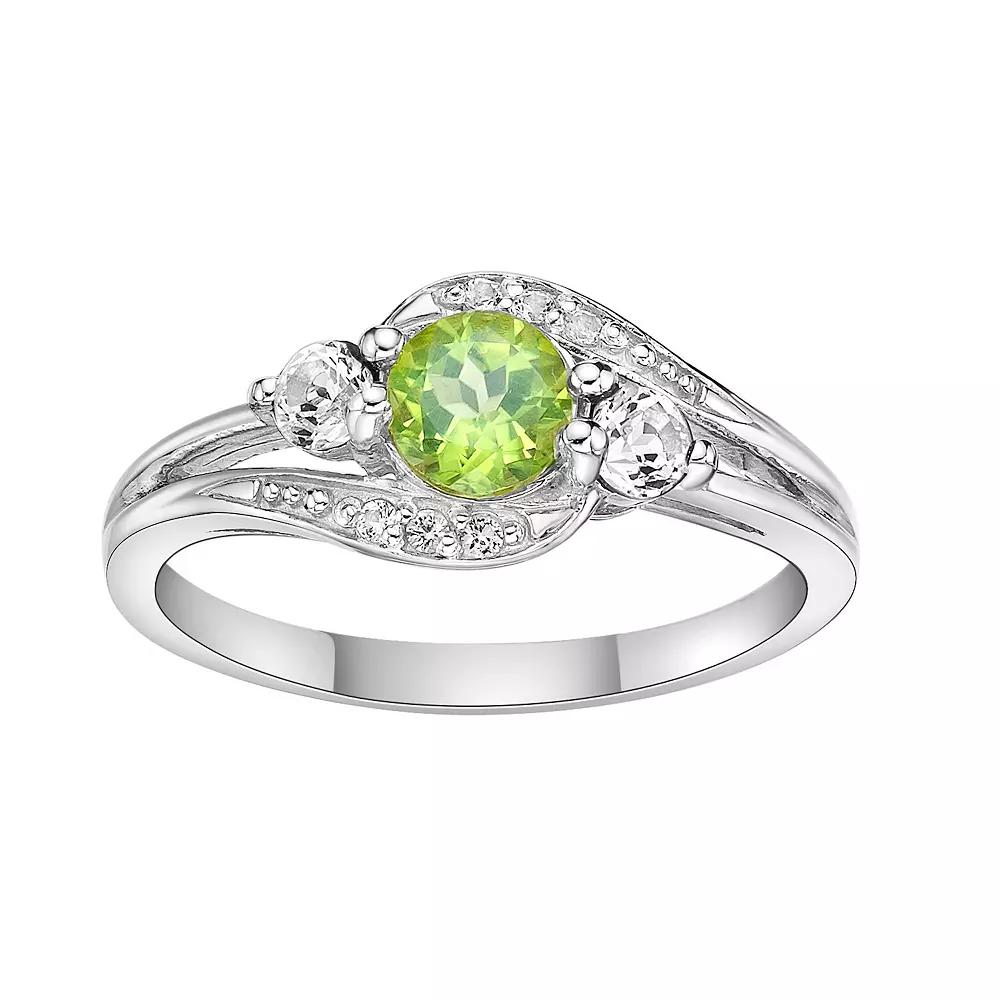 Gemminded Sterling Silver Peridot, White Topaz and Lab-Created White Sapphire Ring, Women's,  Product Image