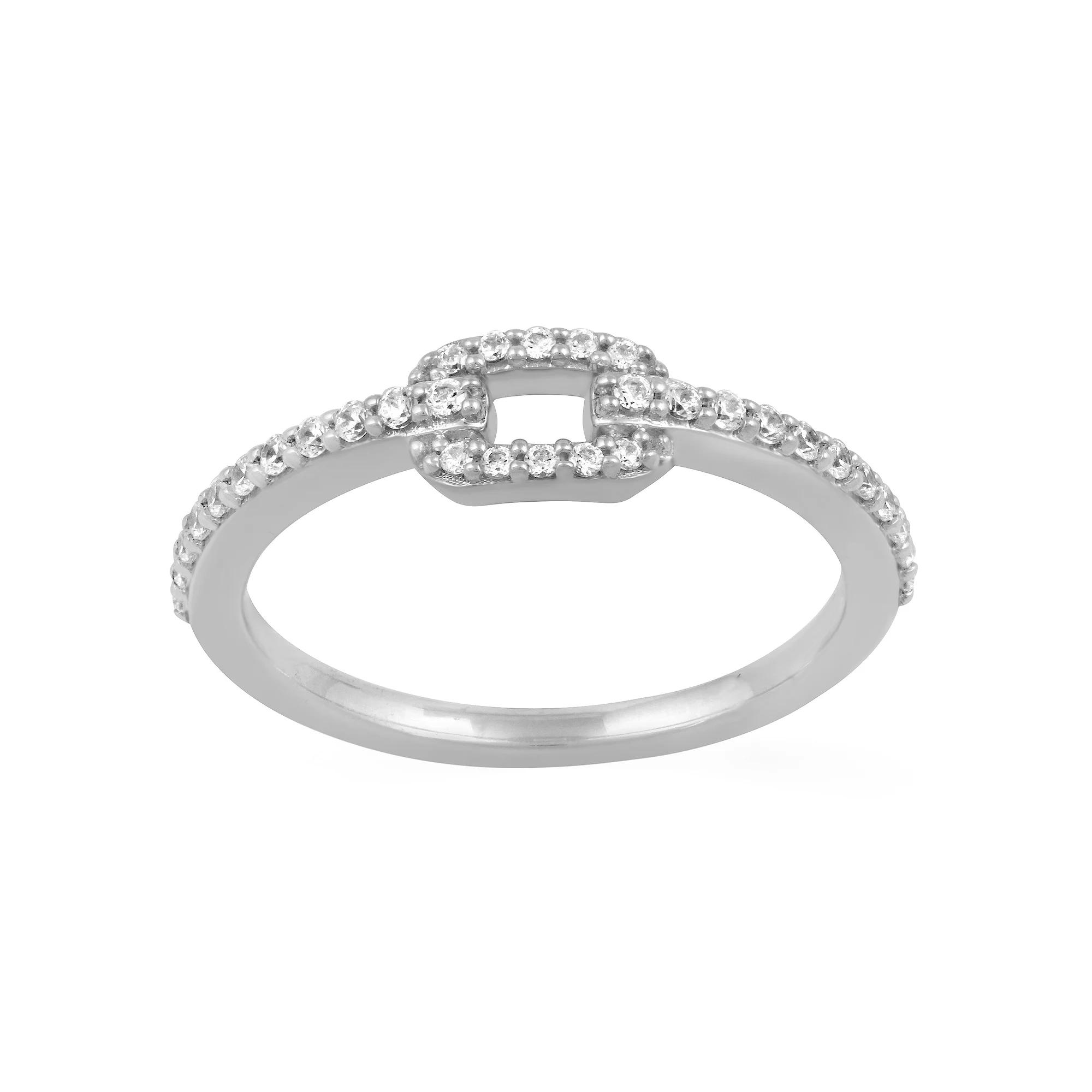 Royal Aura Sterling Silver 3/8 Carat T.W. Diamond Buckle Ring, Women's,  Product Image
