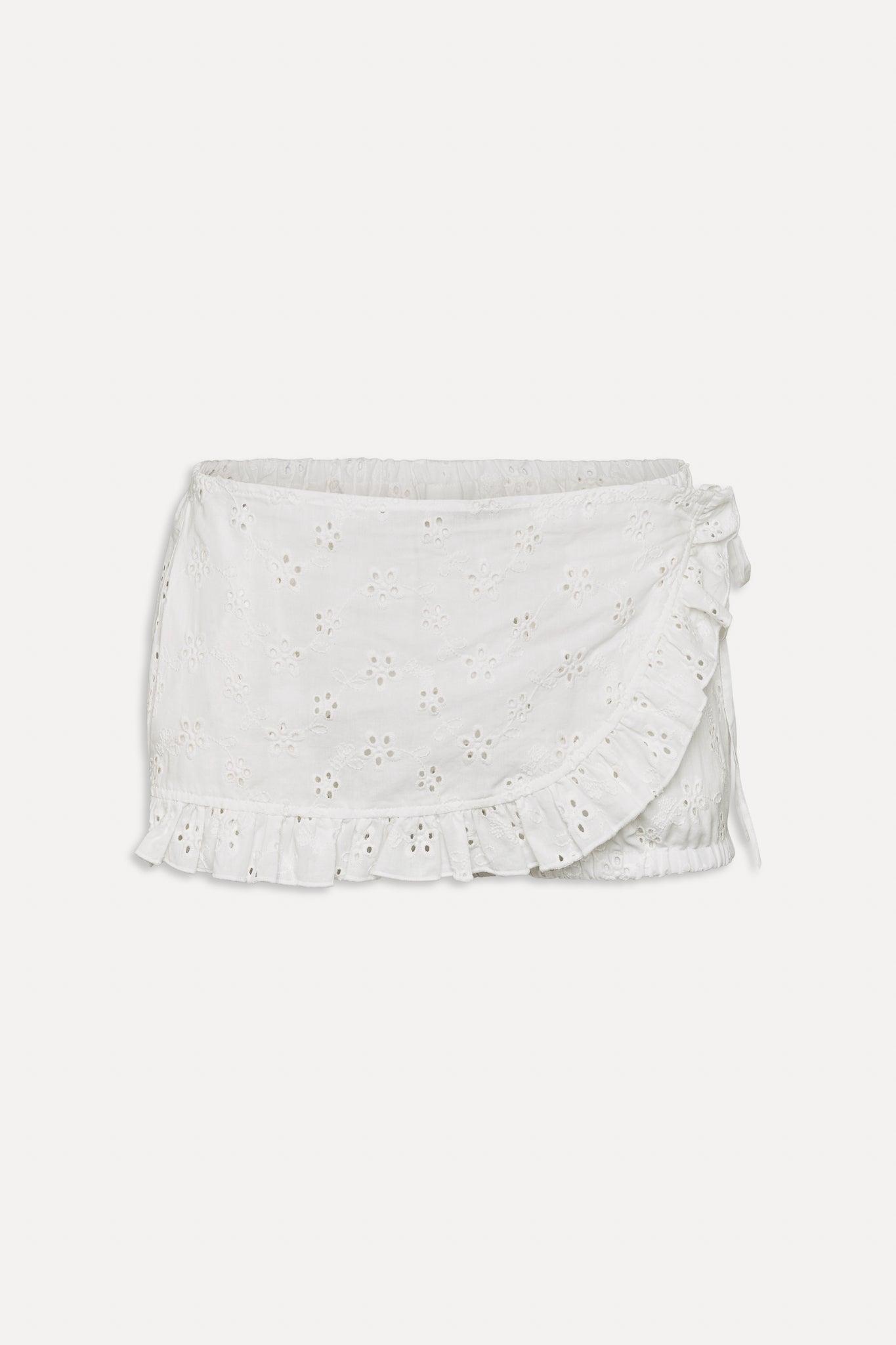 x BELLA HADID Little Miss Mini Shorts - Salt Air Eyelet Product Image